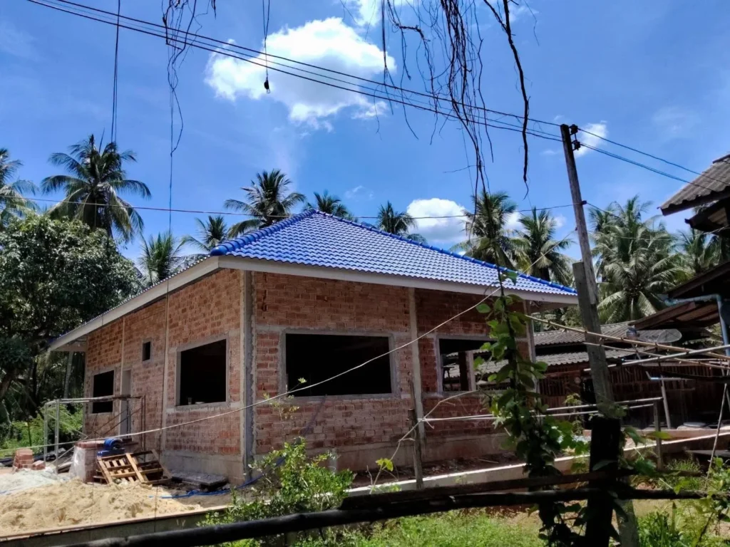 ผลงานสร้างบ้านชั้นเดียวทรงปั้นหยา อำเภออัมพวา จังหวัดสมุทรสงคราม